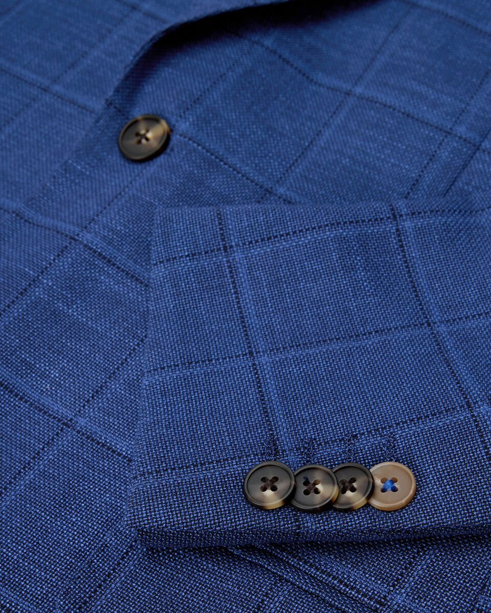 Windowpane Check Blazer, Blue, hi-res